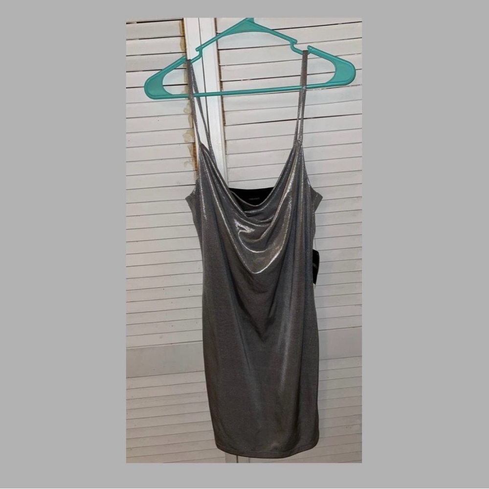 Silver Metallic Draped Dress